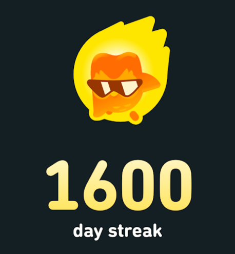 Duolingo 1600 day streak